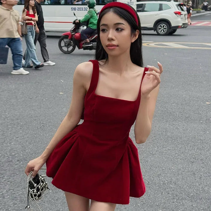 Zingj Red Backless V Cut Bow Mink Dress-Outfit Ideas
